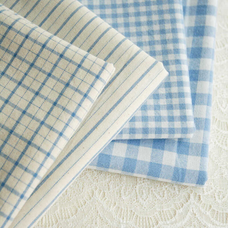 산뜻한 순면 색직 체크 원단 셔츠 스커트 감성 스타일 수제 DIY 식탁보 쿠션 침대 원단