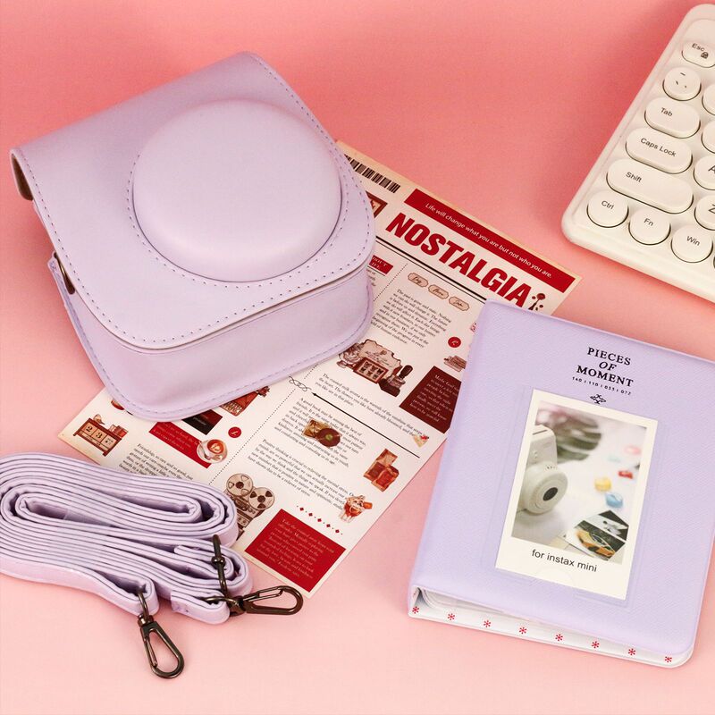 Polaroid Mini12/11/9/8 Universal Iron Buckle Camera Protective Case + 64 Photo Album Solid Color Mini Dessert Time