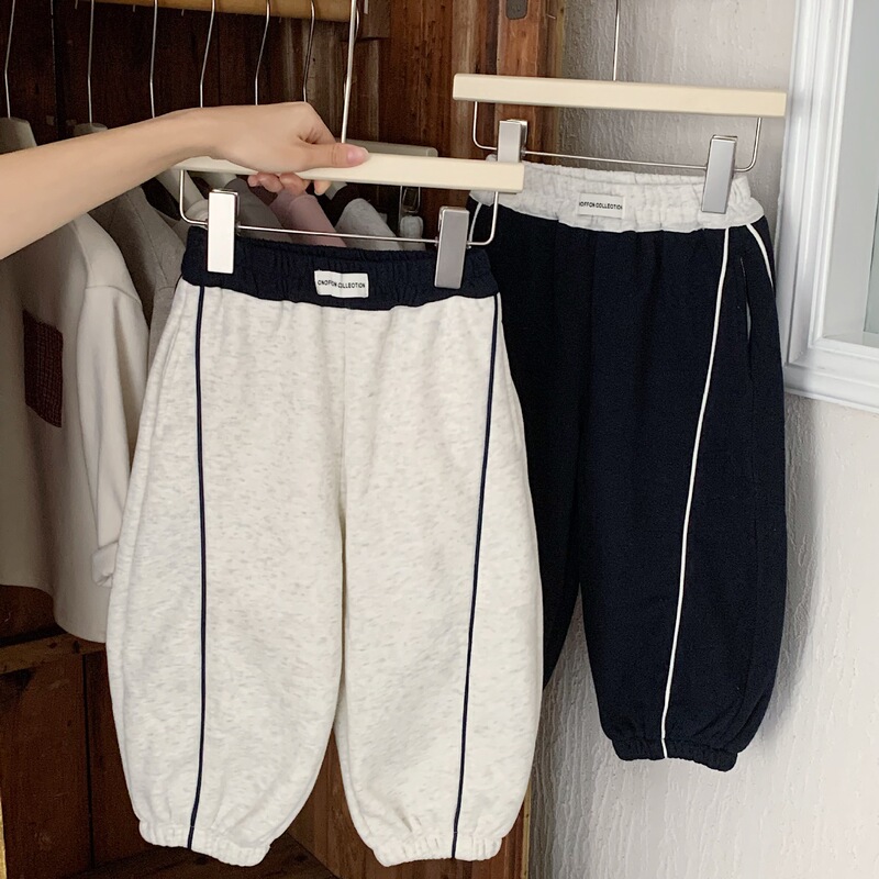 邦诚儿童加绒裤子2025冬季新款韩版男女童卡绳宽松卫裤男孩运动裤|undefined