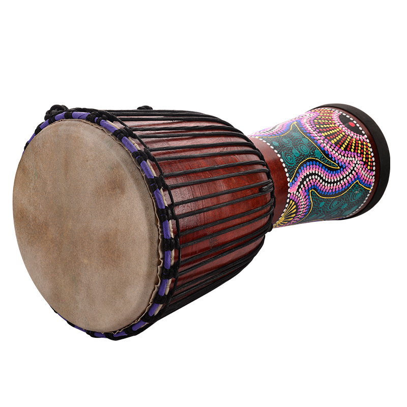 Tambor africano profesional 12 pulgadas adulto principiante Lijiang tambor de mano piel de cabra madera entera hueca núcleo de melocotón madera tambor de mano importado