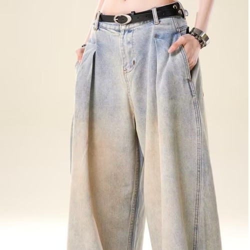 Men's and Women's Unisex Fashion Wide Leg Pants Autumn Straight Leg Pants Crepe Floor-Length Long Pants