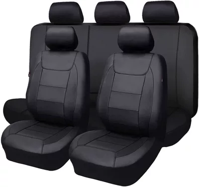 Mexican Carbon Fiber Leather Car Seat Covers for Export, Amazon Cross-Border Exclusive, Universal, Waterproof and Dustproof, Factory Direct (Universal seat cover) - all-black-2-piece-set-front-single-seat