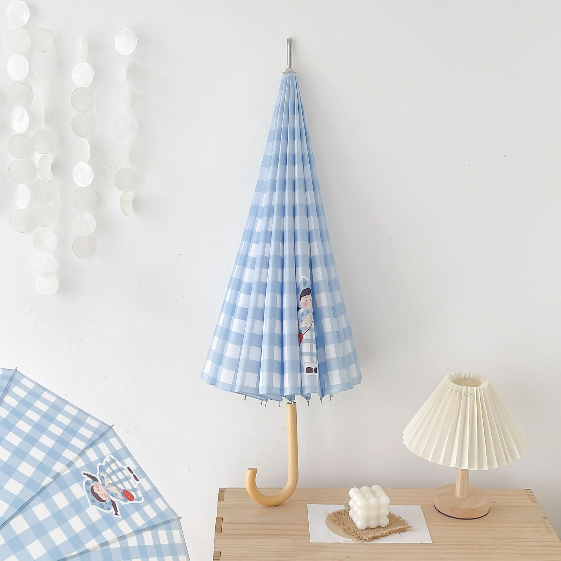 長柄傘 16本骨 香港風傘 女性用 耐風水玉拡大傘 高級 自動丈夫 晴雨兼用傘