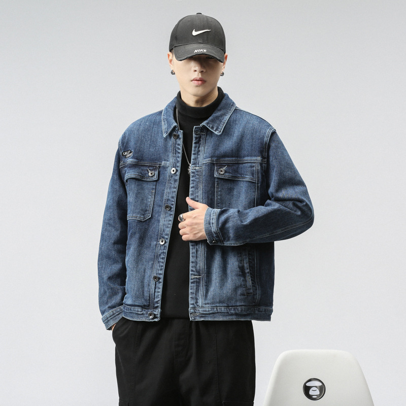 Veste transfrontalière pour hommes d'Amazon portant une veste en jean Joker chemise décontractée tendance pour hommes personnalité mince pour hommes_voghion.com