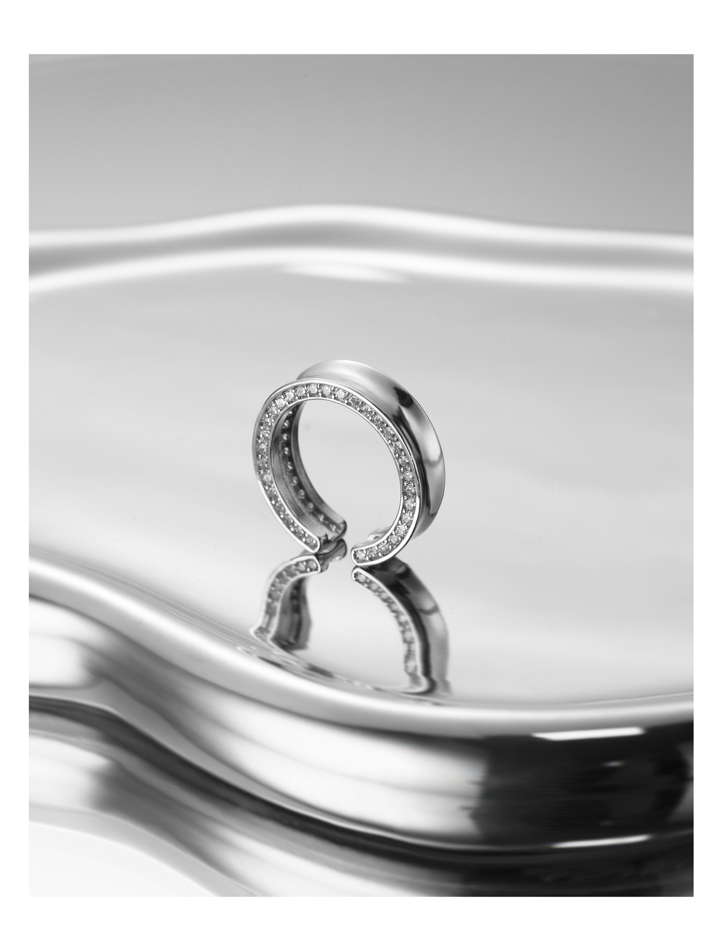 Fashion Geometric Copper Plating Zircon Open Ring