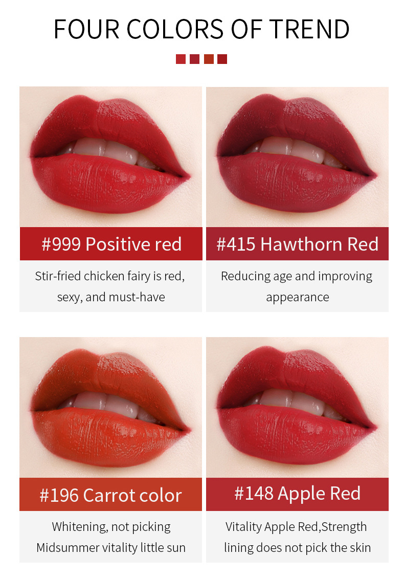 VIBELY Dual-head Lipstick Raincoat Non-stick Cup Long-lasting matte Bright Red 999 Lipstick Two-in-one Lip Gloss undefined