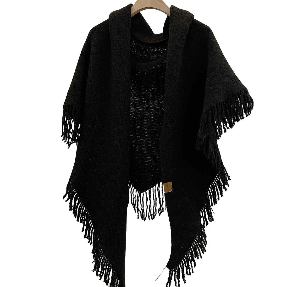 Xale triangular com franjas estilo coreano mulher outono_voghion.com