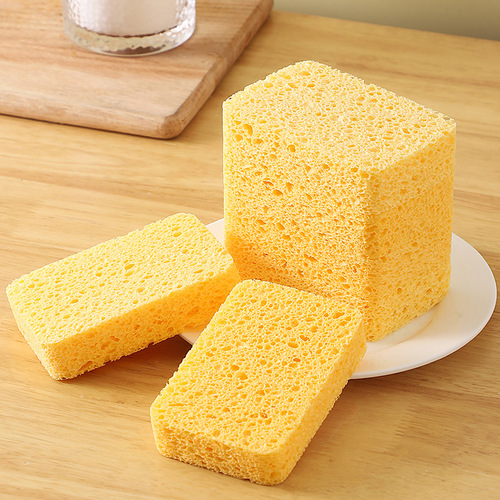 Wholesale wood pulp sponge square thickened kitchen scrubbing pot and dishwashing natural cleaning sponge for decontamination and water absorption