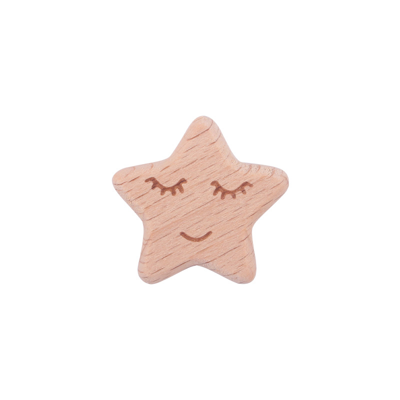 Nuevo bebé suministros de haya estrella Luna sonriente Cara modelado creativo DIY chupete cadena mordedor pulsera Accesorios