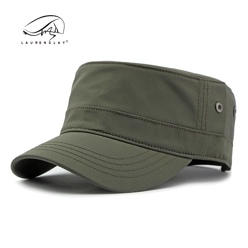 Primavera y verano al aire libre protección solar tapa enarbolada clásico de los hombres tablero ligero simple sombrero superior plano al aire libre transpirable sombrero militar mujeres