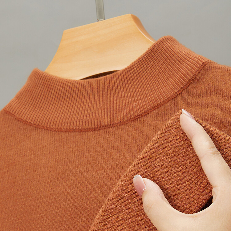 boy Live Broadcast Half Turtleneck Long Sleeve Knitted Sweater Men's Autumn Winter New Solid Color Warm Base Shirt Men_voghion.com
