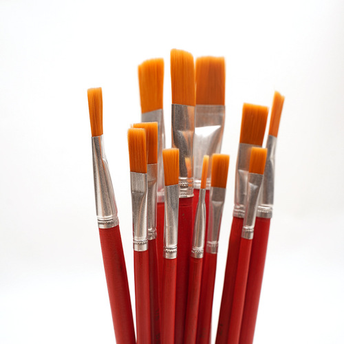 Single red rod nylon hair brush gouache watercolor oil painting acrylic painting pen set of 12 lipstick grinding brushes