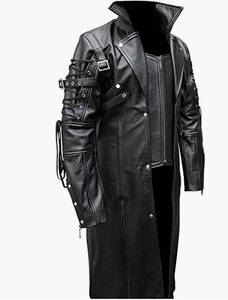 2024新款wish 长款 欧美男士机车大码皮衣夹克男装图片