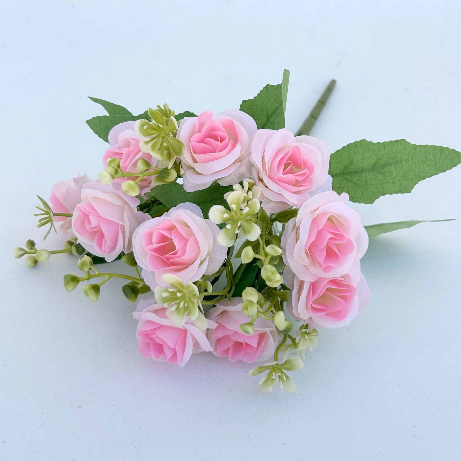 Ramo de flores artificiales rosa de estilo europeo pequeña flor artificial flor hogar boda decoración mesa florero pantalla