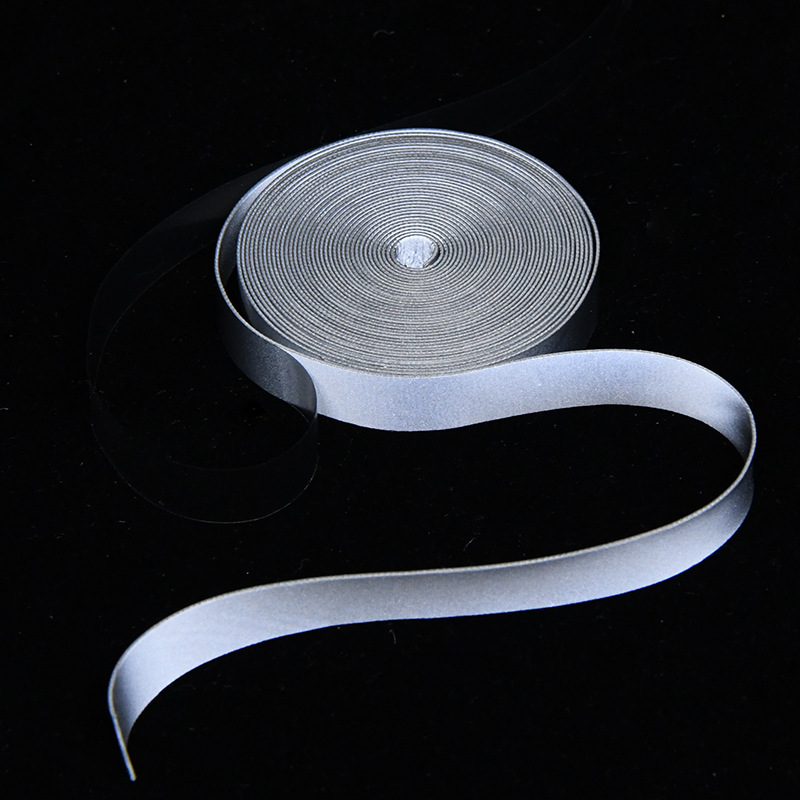 1CM高亮亮银双面反光条跑步瑜珈服装反光带 双面弹力银色反光条