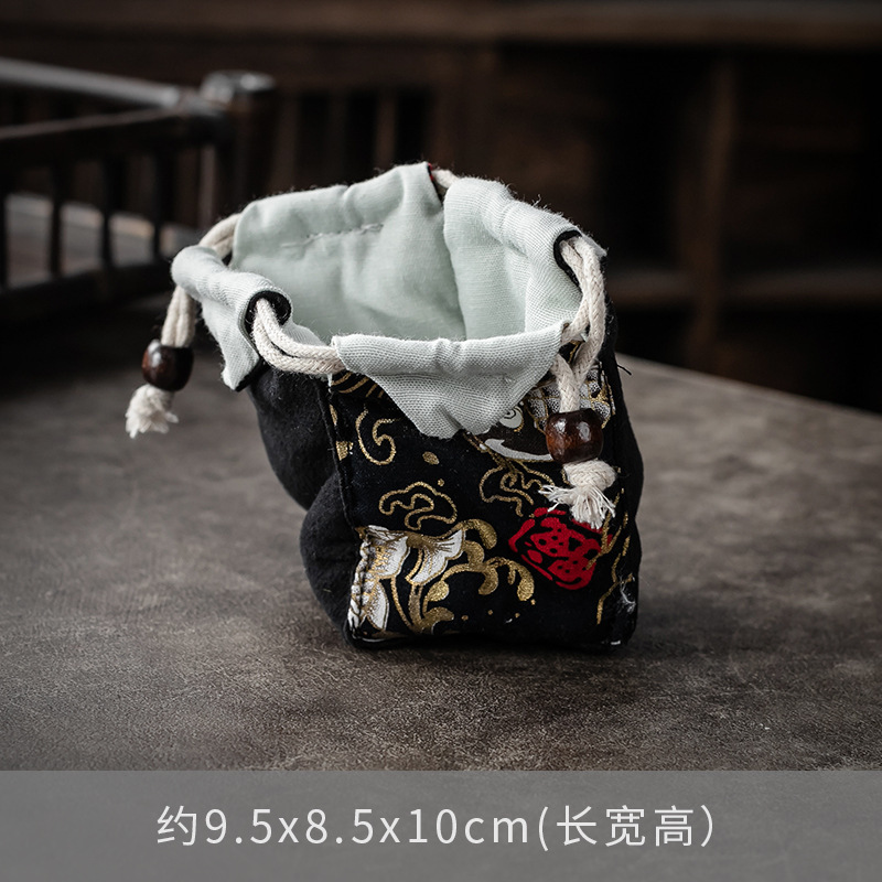Bolsa de almacenamiento de taza única maestra bolsa de taza maestra taza de té portátil taza de construcción bolsa de tela con cordón de algodón y lino bolsa de tela juego de té