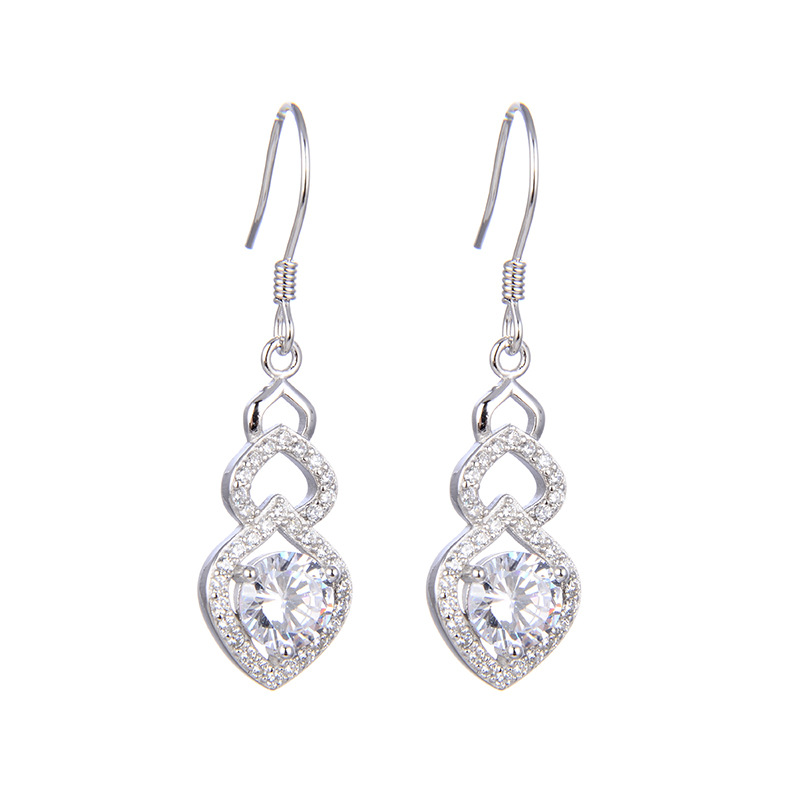 Estilo simple diamante completo elegante gancho para la oreja estilo japonés y coreano s925 pendientes de diamantes artificiales de plata pequeños pendientes de joyería popular fresca