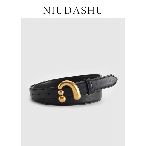 Factory direct sales two-layer cowhide belt decorated with A-shaped bean stud buckle adjustable belt genuine cowhide belt for men and women