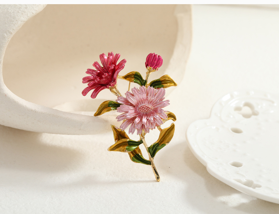 Retro Flower Alloy Enamel Women's Brooches display picture 3