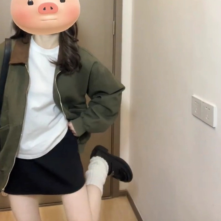 美式复古撞色拼接夹克外套女2025春秋新款设计感小众Polo领棒球服|undefined