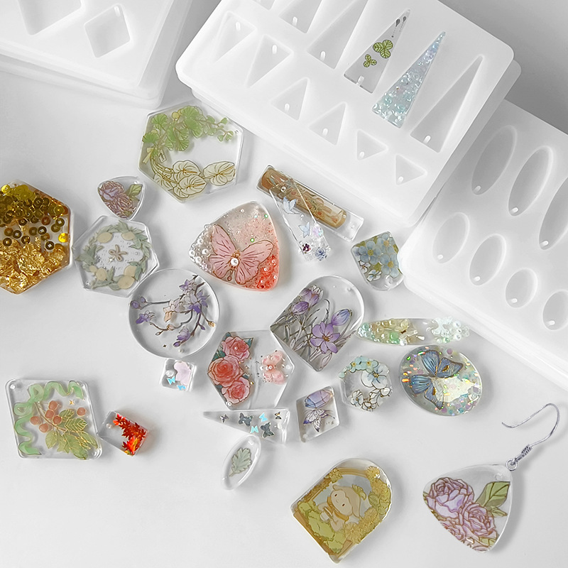 Jiahuimei DIY pendientes geométricos resina epoxi pendientes irregulares molde de silicona