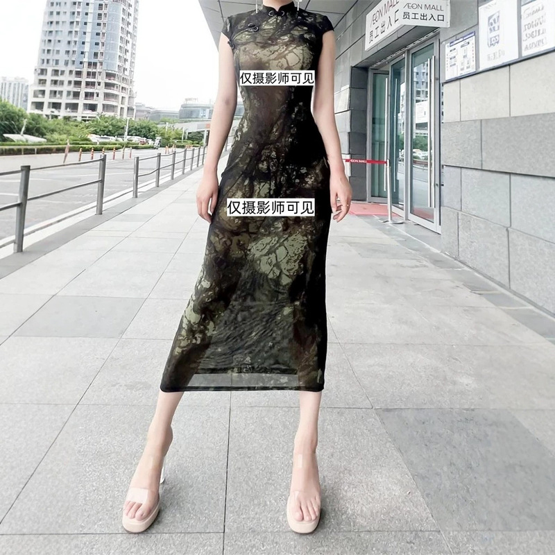 Summer Show Women's Dress Chinese Style Slim-fit Improved Cheongsam Sexy Long Tight Hip Dress dress