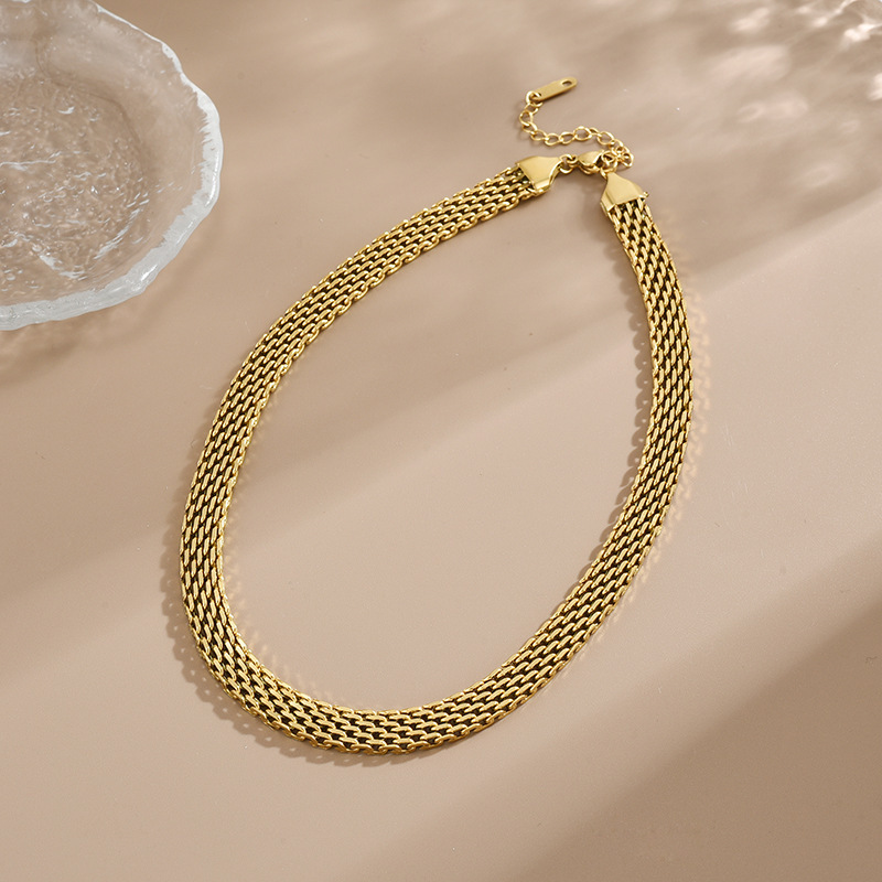 47【h6016】8mm mesh necklace gold