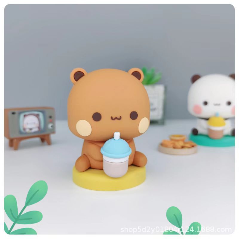パンダ 1 と 2 と Bubu デスクトップ人形フィギュア車の装飾品漫画かわいいアニメーション装飾品トレンディなおもちゃ人形|undefined