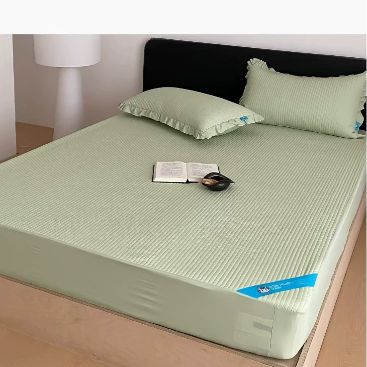 повседневный корейский стиль｜ins простой однотонный простыня из тенселя, трехсекционный стеганый стеганый чехол для матраса татами