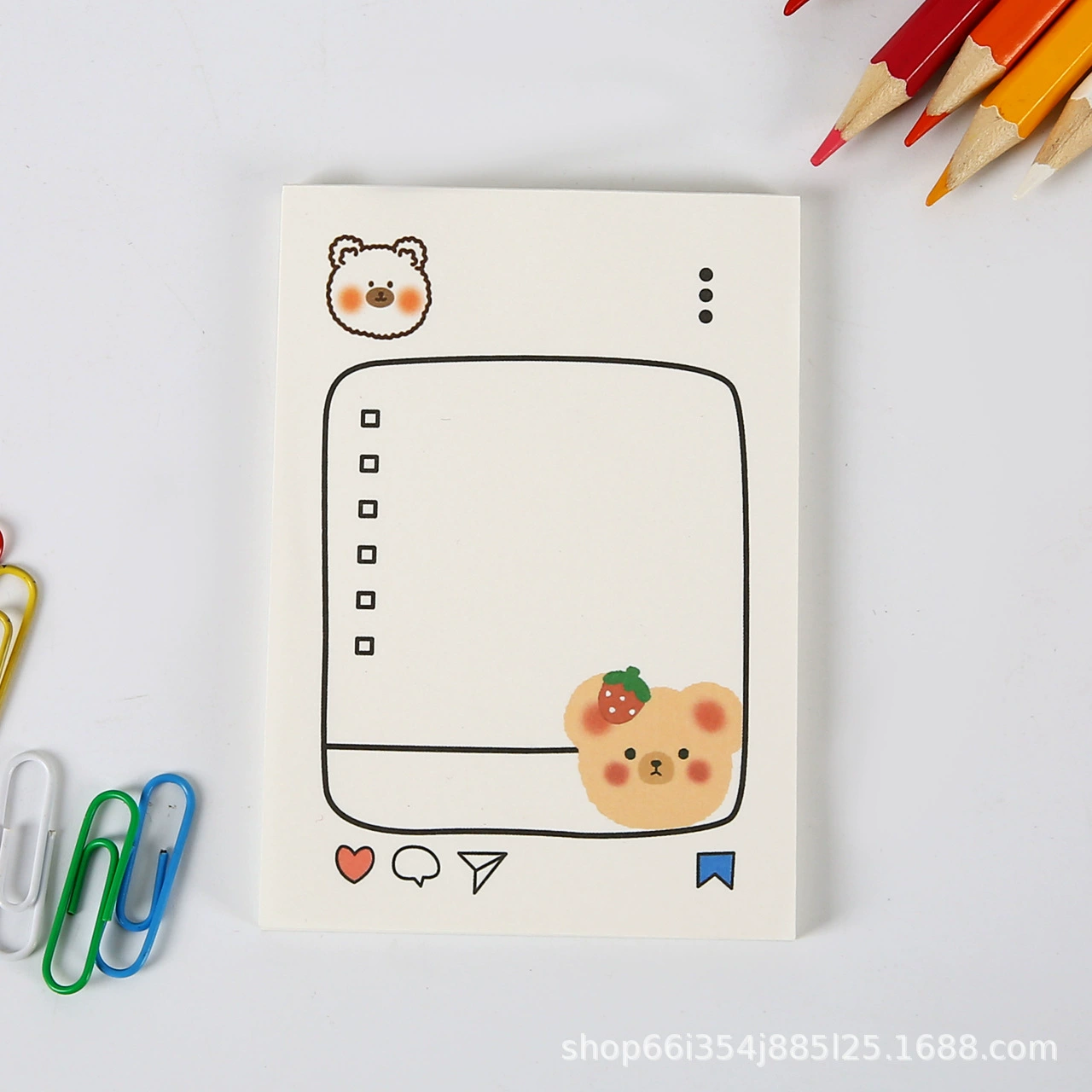 Fruit Bear Notepad Set, 50 pages, assorted colorful covers, cute little message book