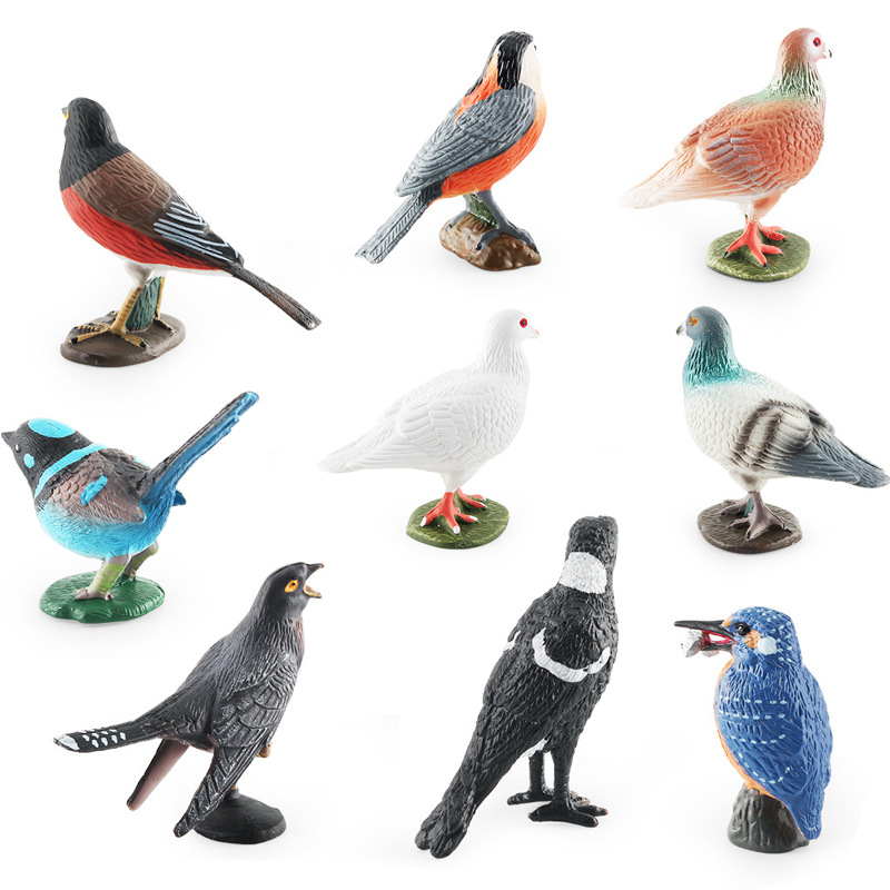 Simulación de exportación transfronteriza aves voladoras animal modelo paloma Magpie Cuco gorrión escritorio decoración estática juguete