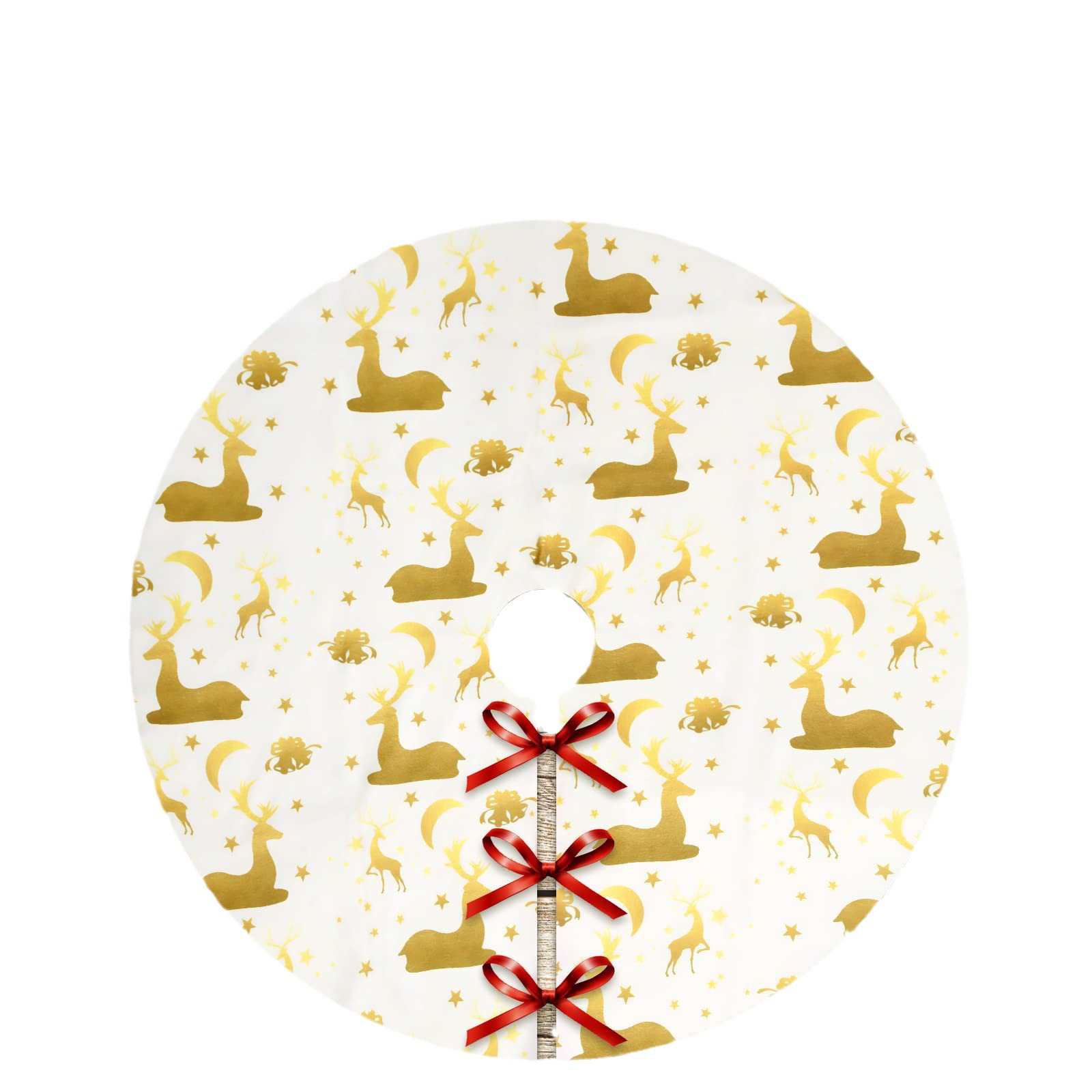 Falda de árbol de Navidad a rayas FIESTA DE Navidad copo de nieve Plaid pastel de azúcar impreso felpa corta árbol de Navidad diseño inferior