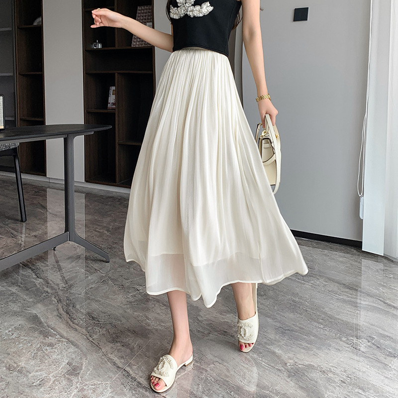High-End Flowing Gauze Skirt for Women, Soft Light Gauze Pearlescent Skirt, Summer Mesh Mermaid Half Skirt