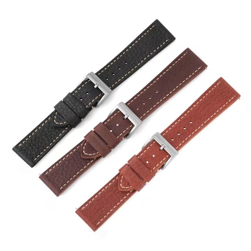 (2개) 도매 첫 번째 레이어 가죽 야외 순수 수제 20MM22MM 나뭇결 소 가죽 남성 가죽 시계 스트랩 스위치 귀 스마트 시계 스트랩