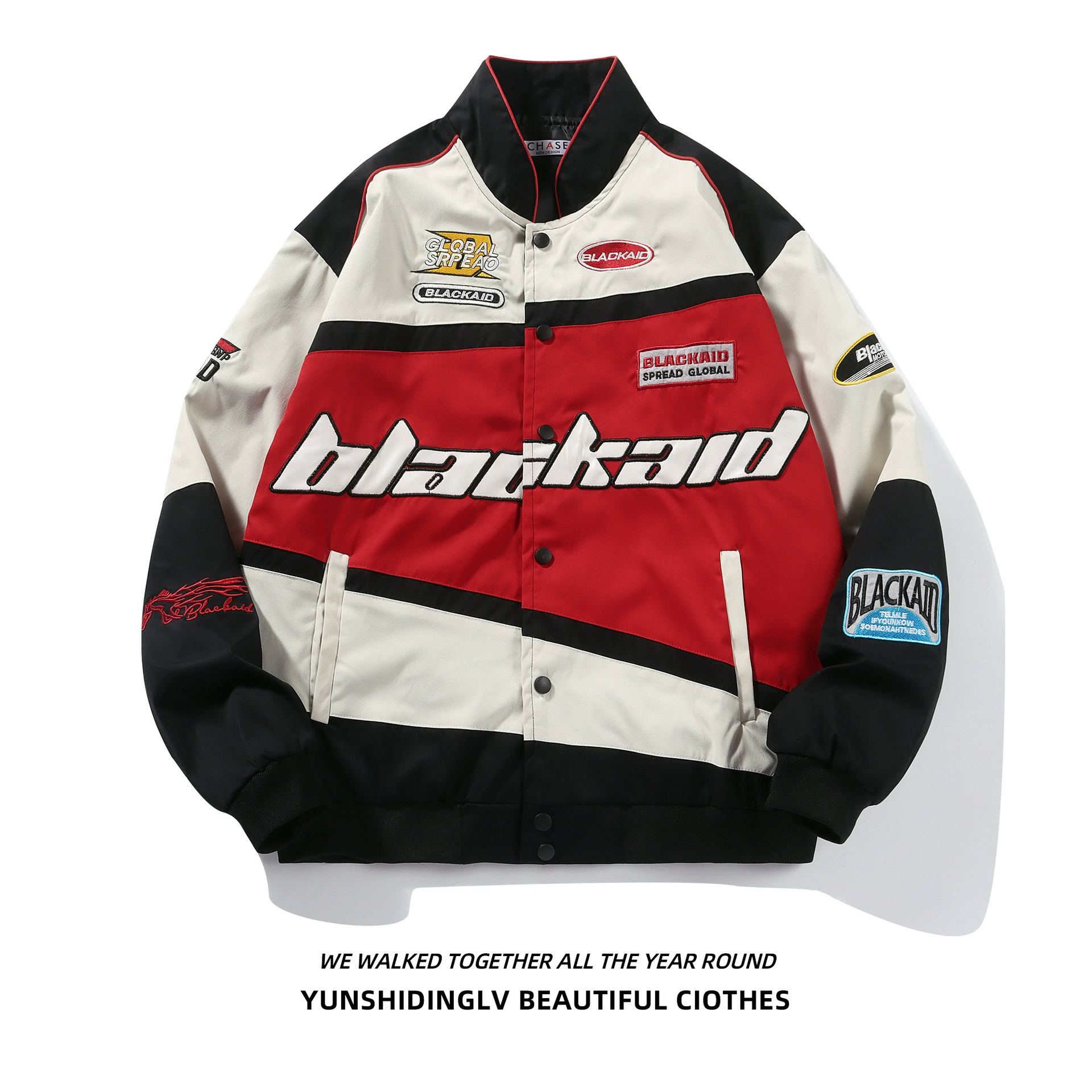 Removable retro jacket for beloved hip-hop style, baseball uniform, American style, oversize