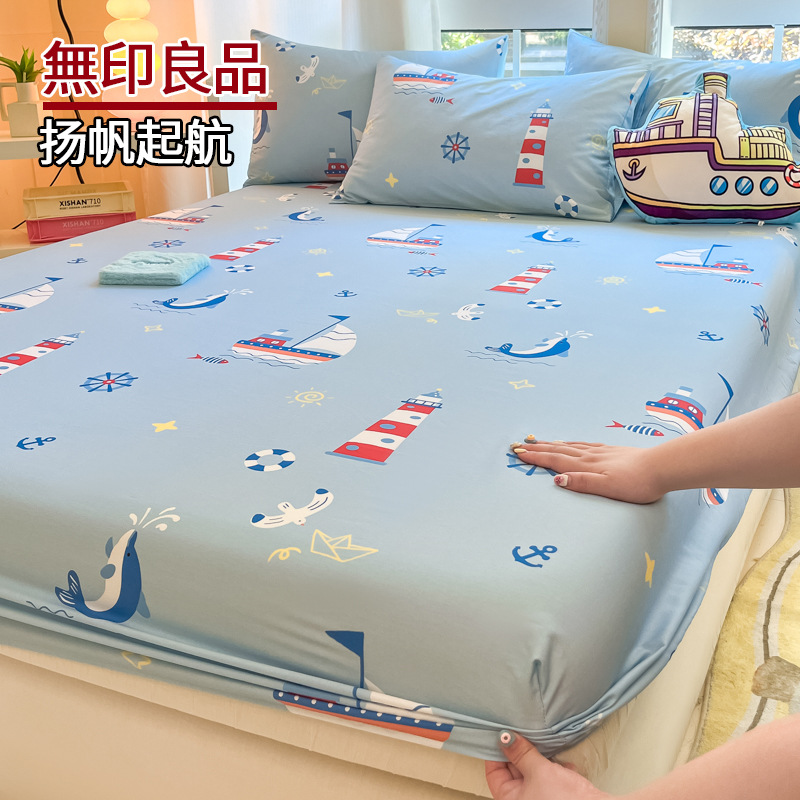 2025 nueva sábana de algodón de una sola pieza de algodón para niños cubierta protectora todo incluido 2024 nuevo juego de tres piezas de dormitorio