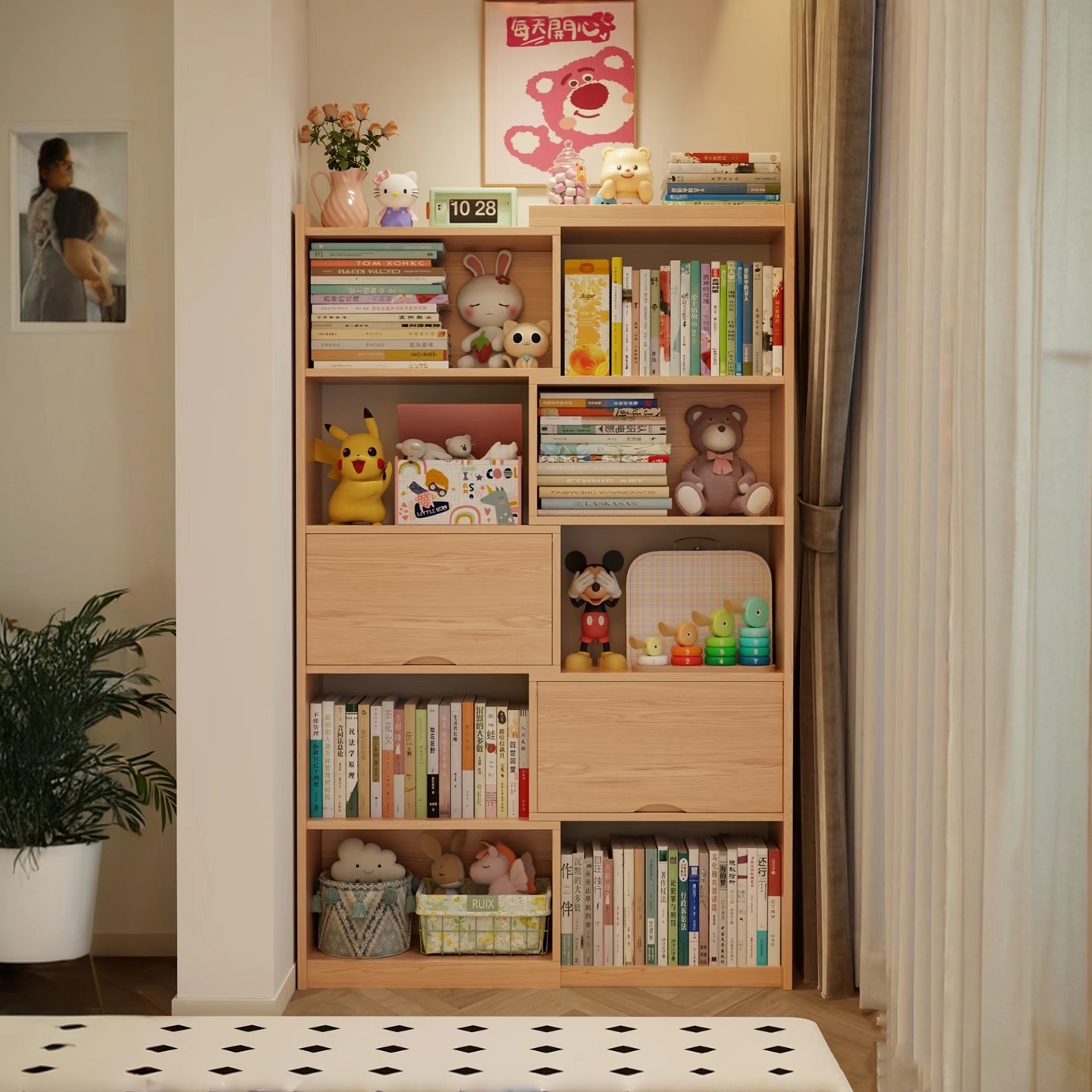Estante de libros retráctil para niños corredor de esquina de pared estante de estante de almacenamiento integrado contra la pared gabinete de esquina doméstico mostrador de almacenamiento gabinete
