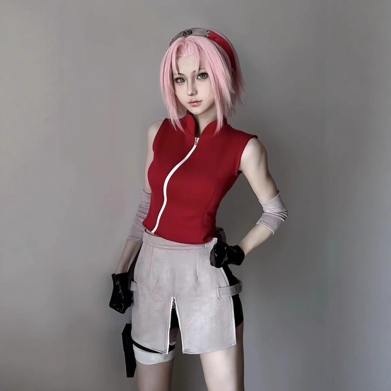 Ninja KINOMOTO SAKURA COS Suit Shipment Haruno Sakura cosplay suit Wig Care