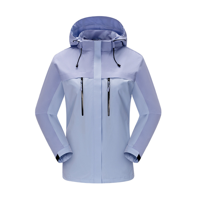 Primavera y otoño al aire libre una sola capa de vestir hombres y mujeres nuevo abrigo con capuz a prueba de viento impermeable ropa de montaña casual al por mayor