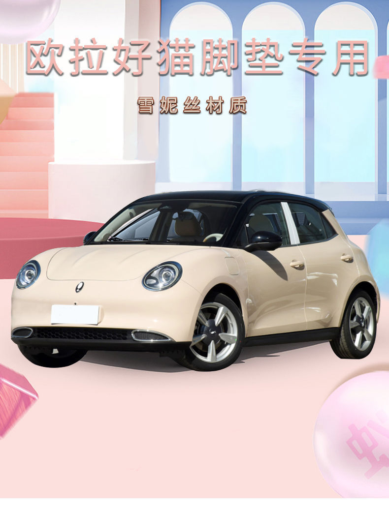 26 New Models Suitable for Great Wall Ora Good Cat Car Floor Mats, Snow White Coil Car Interior Cartoon Carpet Mats