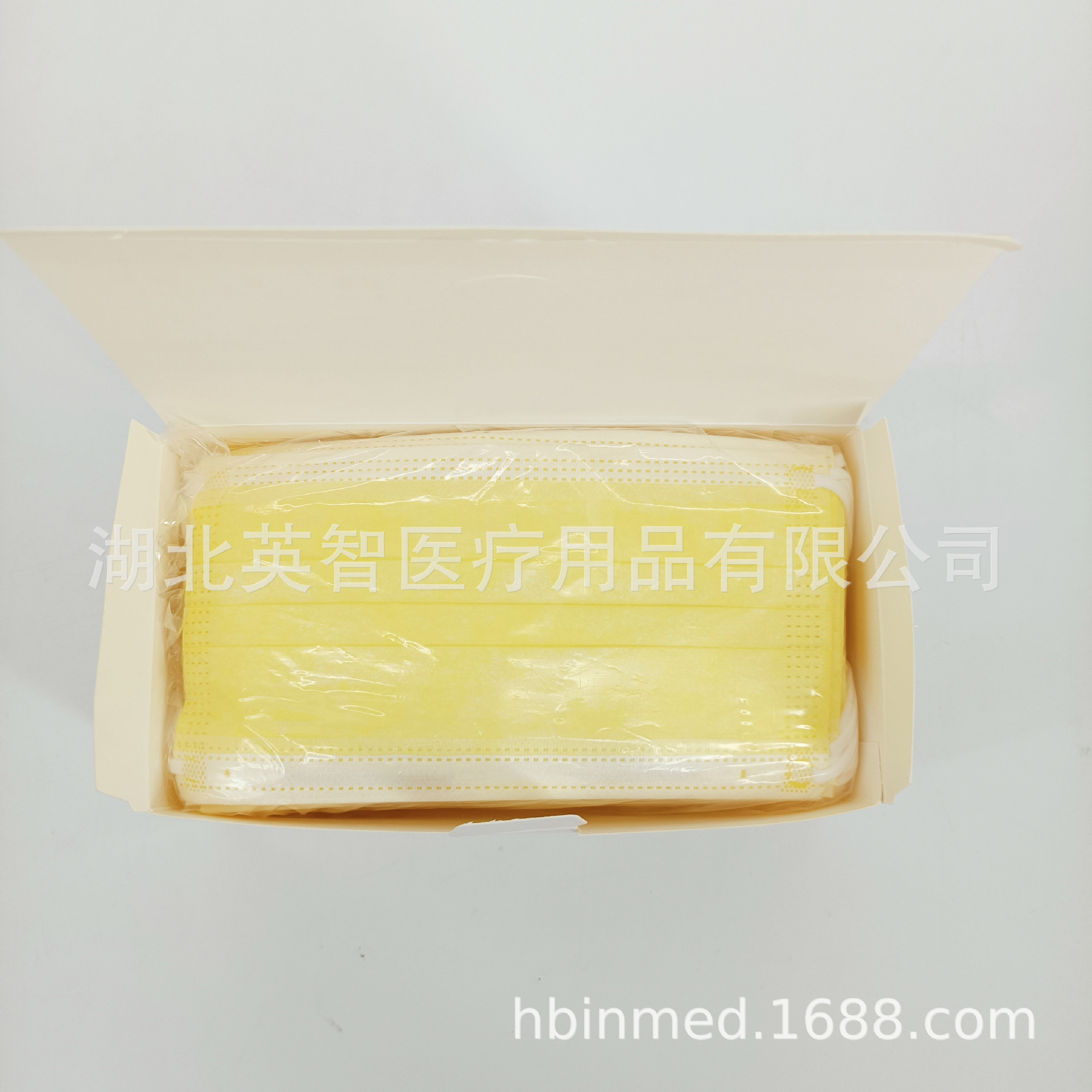 三层平面口罩 黄色90bfe熔喷布Type IIR欧盟CE白名单工厂直销