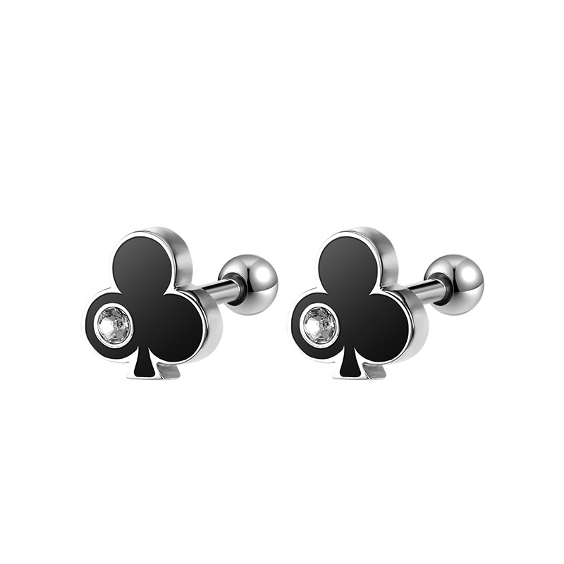 2023 Original New Stainless Steel Stud Earrings Poker Series Ear Bone Stud Titanium Steel Earrings Female Diamond Earrings Ear Buckle detail image 18
