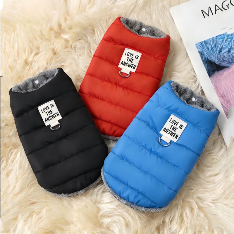 Dog Leash Clothes Autumn and Winter Small Size Dogs Teddy Bichon Puppy Winter Clothing Fleece-Lined Thickeneded Thermal Vest down Jacket
