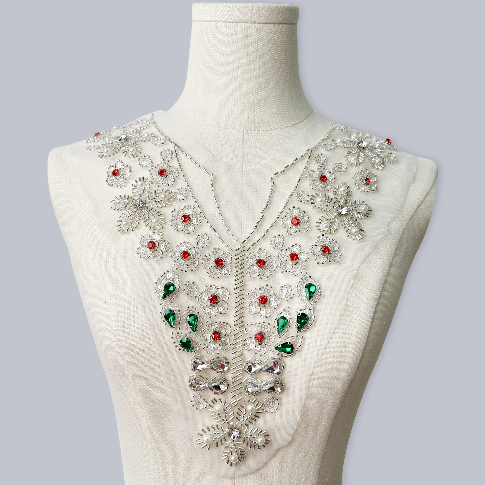 Collar de diamante de alta calidad encaje cuentas de clavado gancho flor hecha a mano vestido vestido vestido vestido de baile accesorios