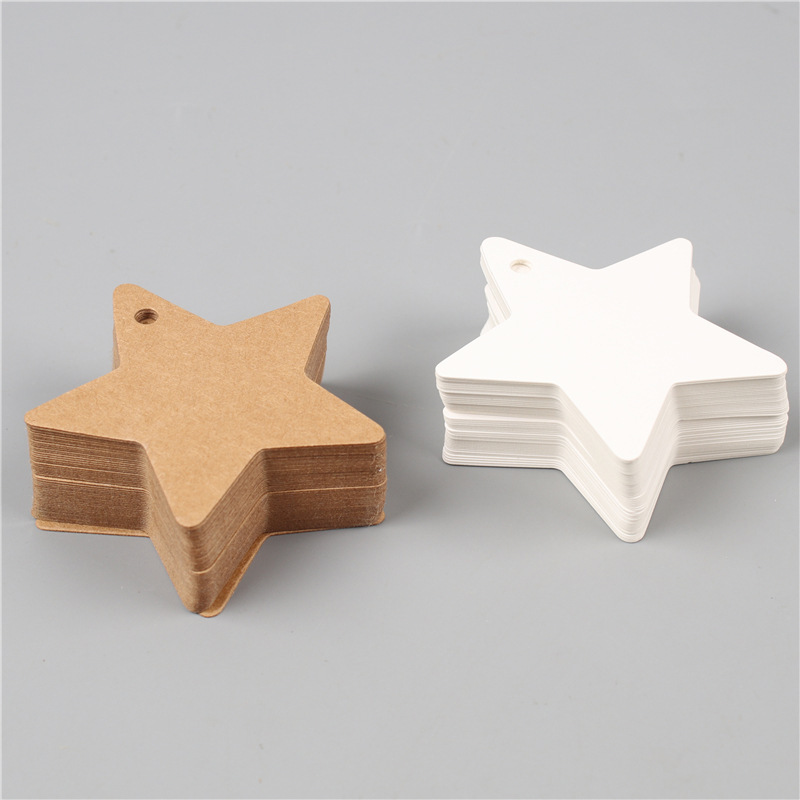 Five-Pointed Star Style Kraft Paper Small Tags Black Card White Card Hand-Painted Bookmarks Handmade Soap Small Tags Glass Bottle Pendants