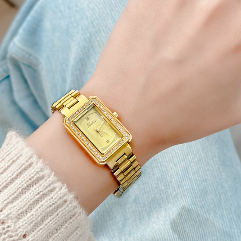 Shi Gaudi Simple Fashion Gold Watch Vintage Quartz Small Square Sugar Women's Simple Waterproof Steel Band Watch Women's Wholesale