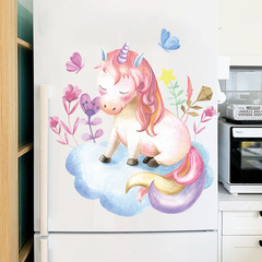 FX-F194 卡通彩繪獨角獸雲朵花朵兒童臥室家居牆面背景裝飾牆貼紙