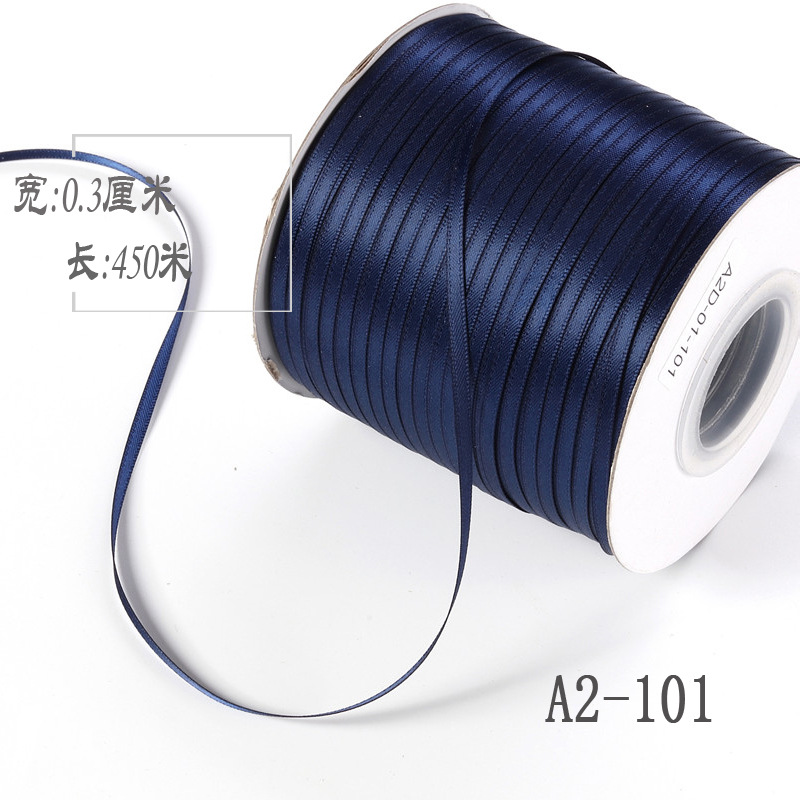 3mm de doble cara cinta de poliéster arco DIY cinta globo cuerda etiqueta grano embalaje fino cinta ropa satén