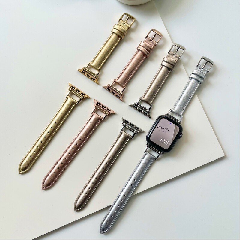 applewatch8 Ultra Strap for Apple Watch iWatch1-7 Women's New Slim Leather Strap