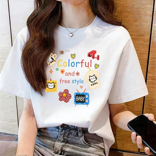 2026夏季女装新款上衣纯棉短袖女士时尚猫咪印花韩系女款短袖t恤